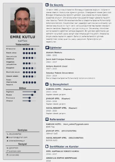 Kaptan Örnek cv indir
